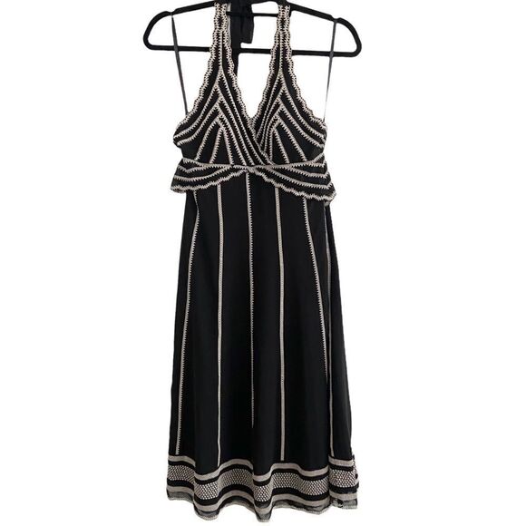 Eliza J Halter Beaded Embroidered Midi Fit & Flare Dress Size 6 - Picture 1 of 9